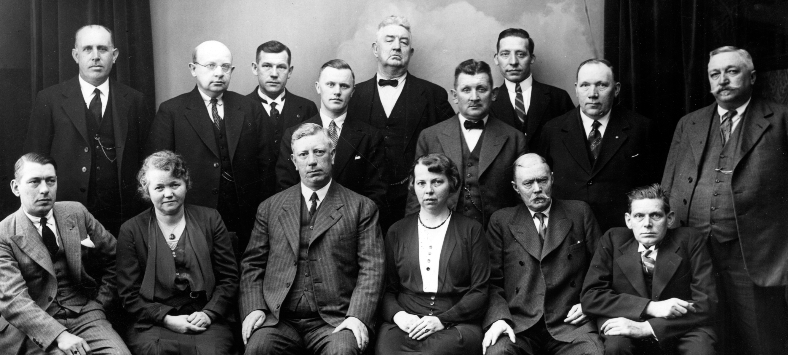 Tobaksindustriarbetareförbundets styrelse (troligen taget mellan1928-1933),  Stockholm. På bilden b la Axel Eliasson, Carl Johansson, Anders Reiss och Mads Madsen. Foto: Axel Malmström (ARABs bildsamling)