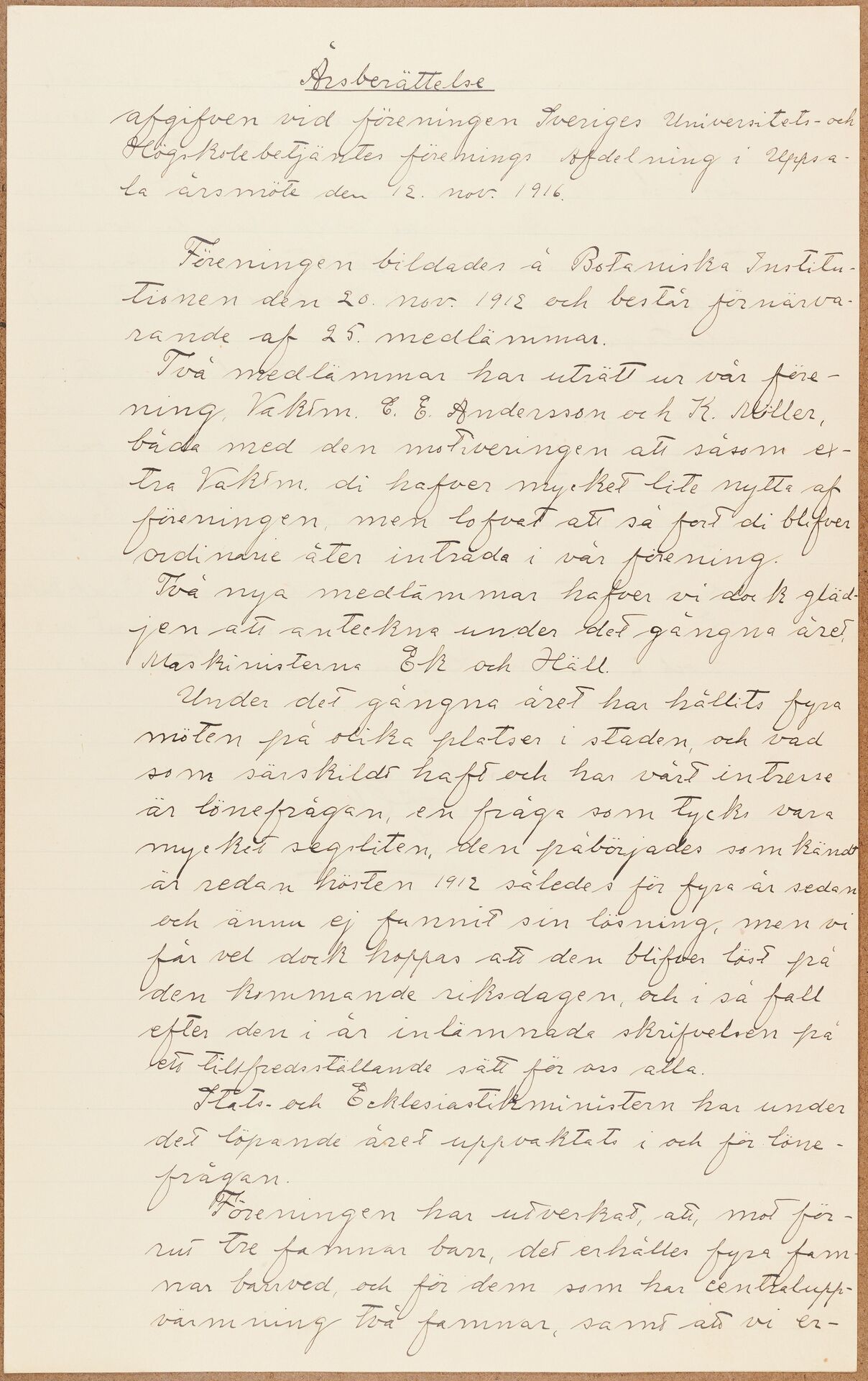 Akademis Betjänte Uppsala - annual report (1916)