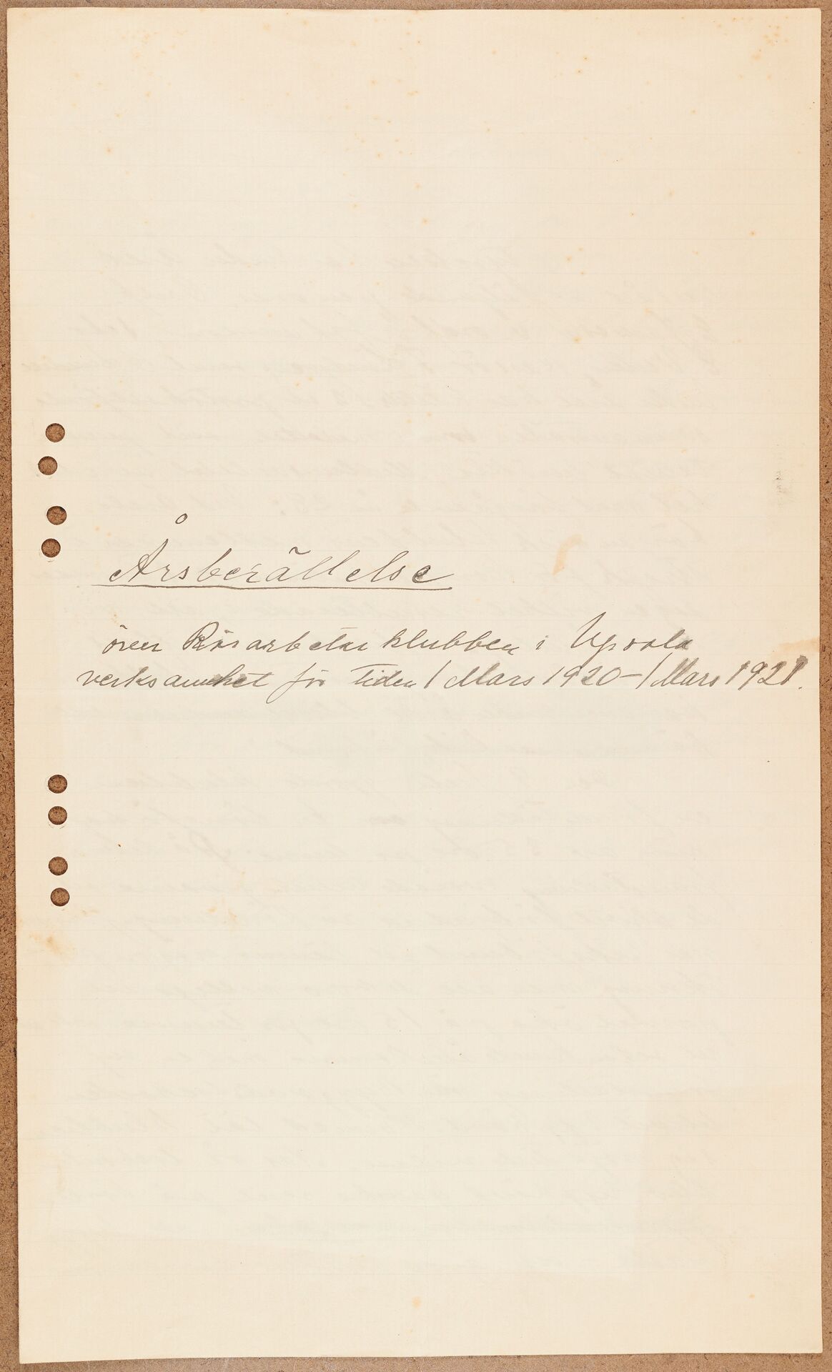 Byggnadsarbetareförbundet avd 052 Uppsala - annual report (1920)