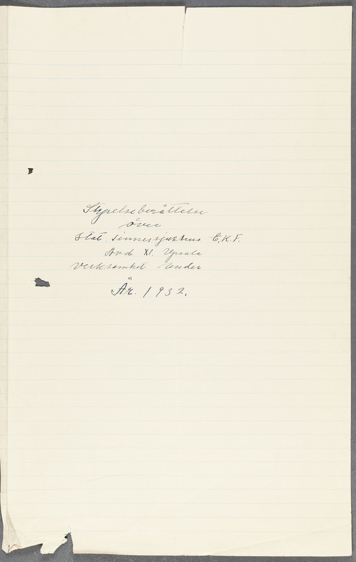Sjukhuspersonals förbund Statens avd 035 Uppsala - annual report (1932)