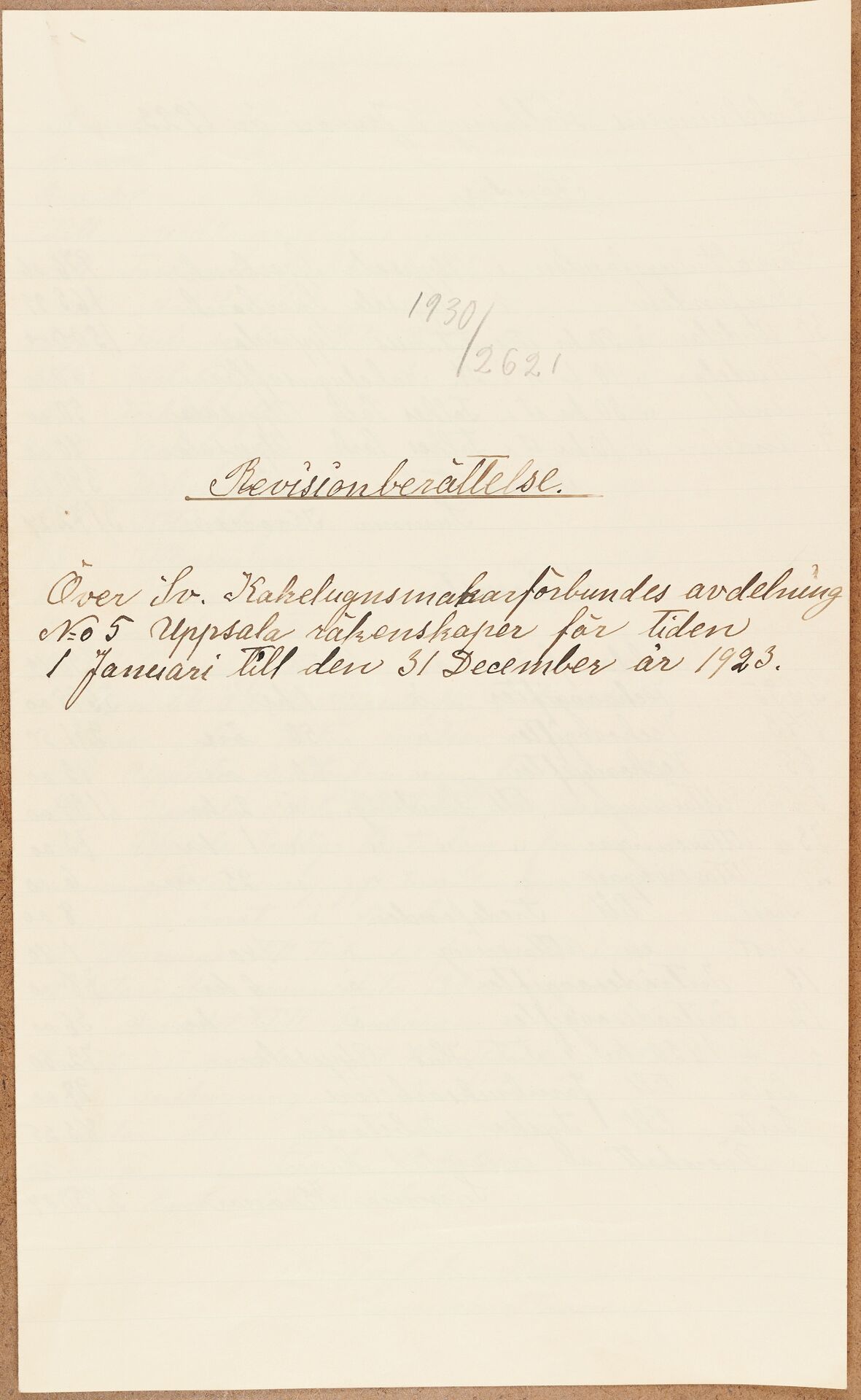 Fabriksarbetareförbundet avd 174 Uppsala - financial statement (1923)