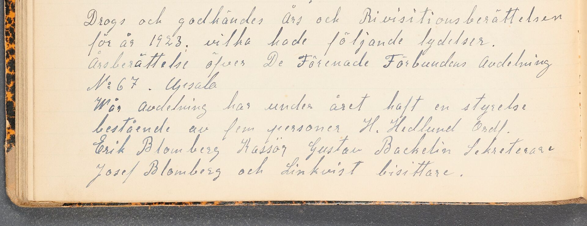 Kemisk-Tekniska Kvarn- och Läderarbetareförbundet avd 067 Uppsala - annual report (1923)