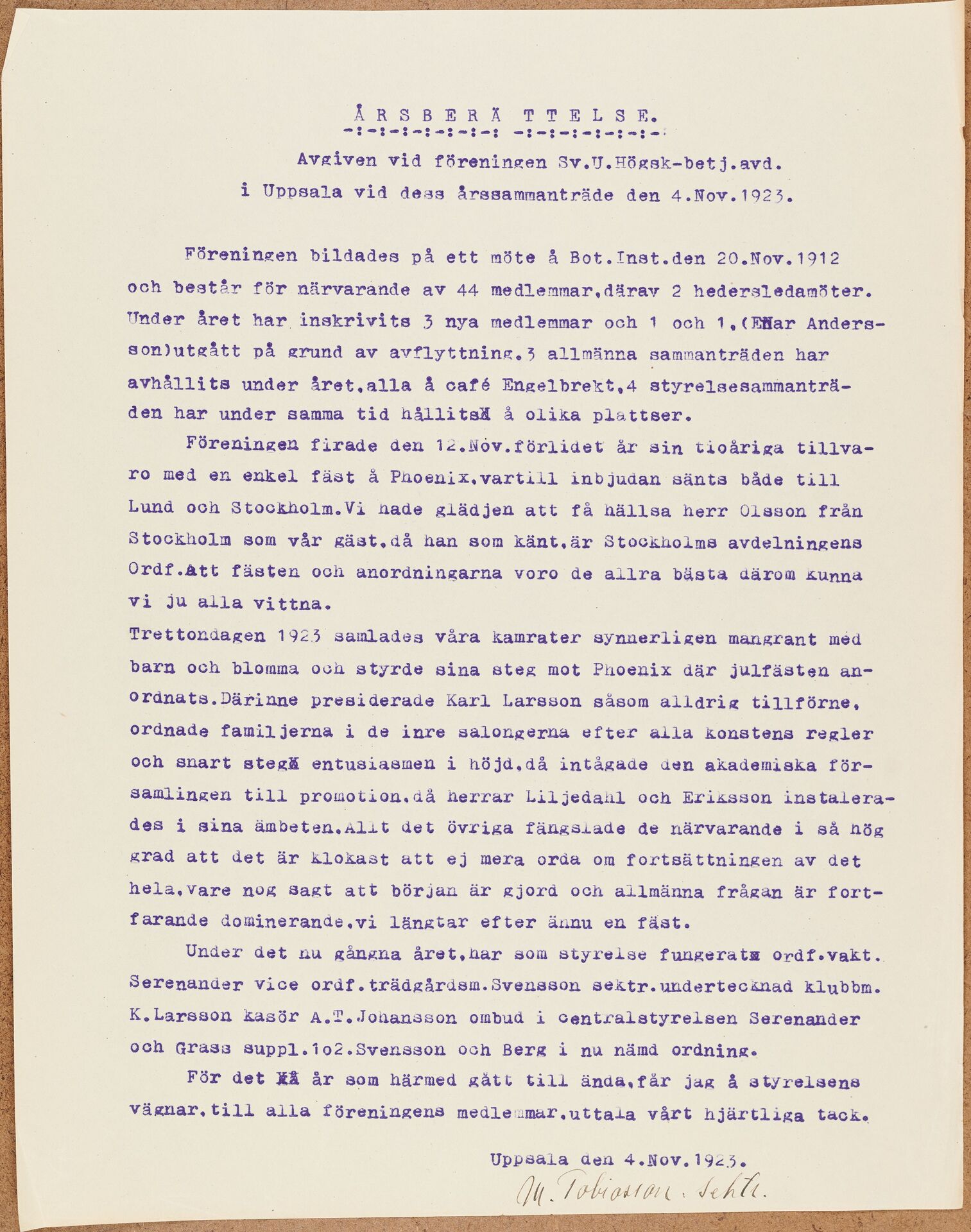 Akademis Betjänte Uppsala - annual report (1923)