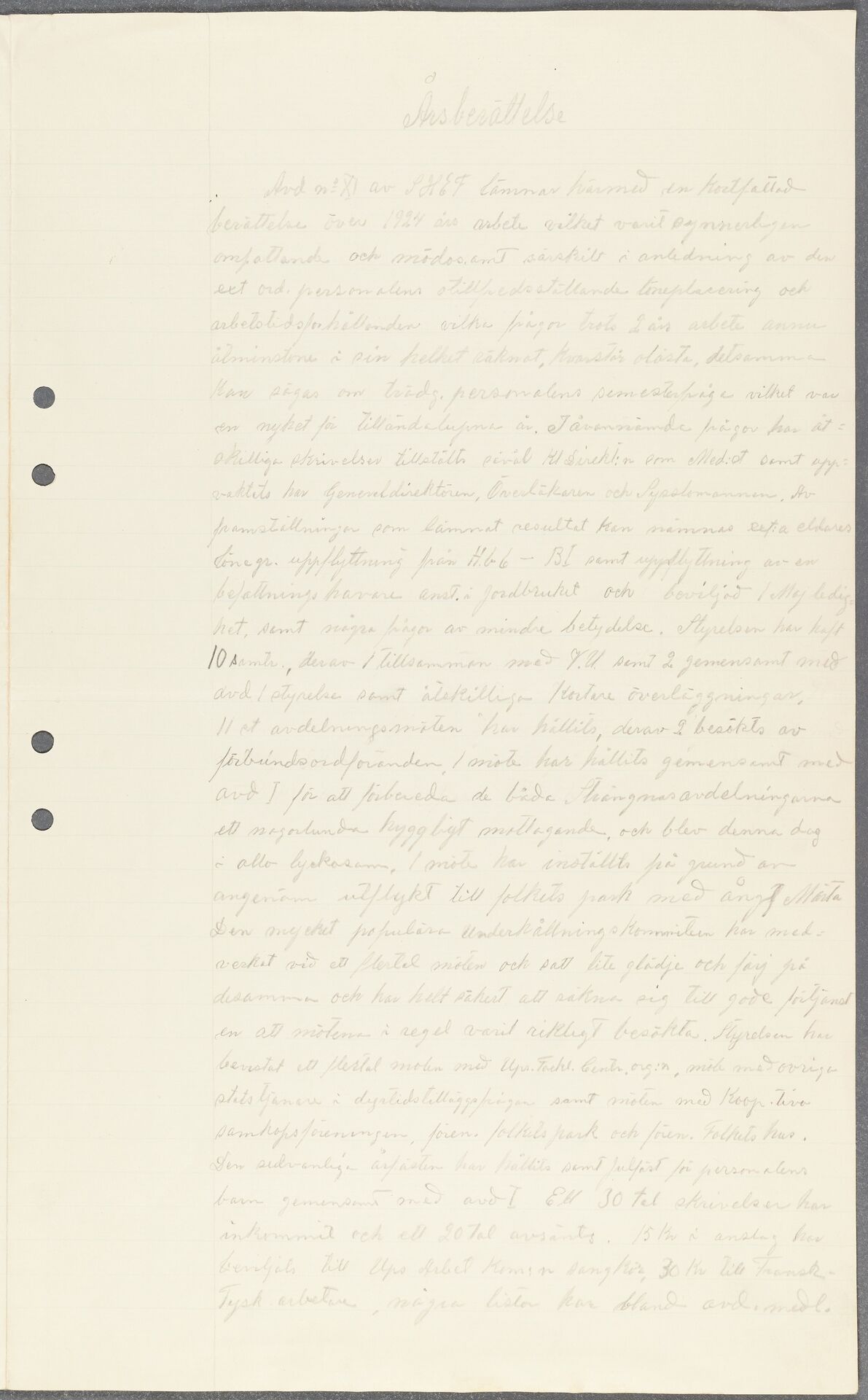Sjukhuspersonals förbund Statens avd 035 Uppsala - annual report (1924)