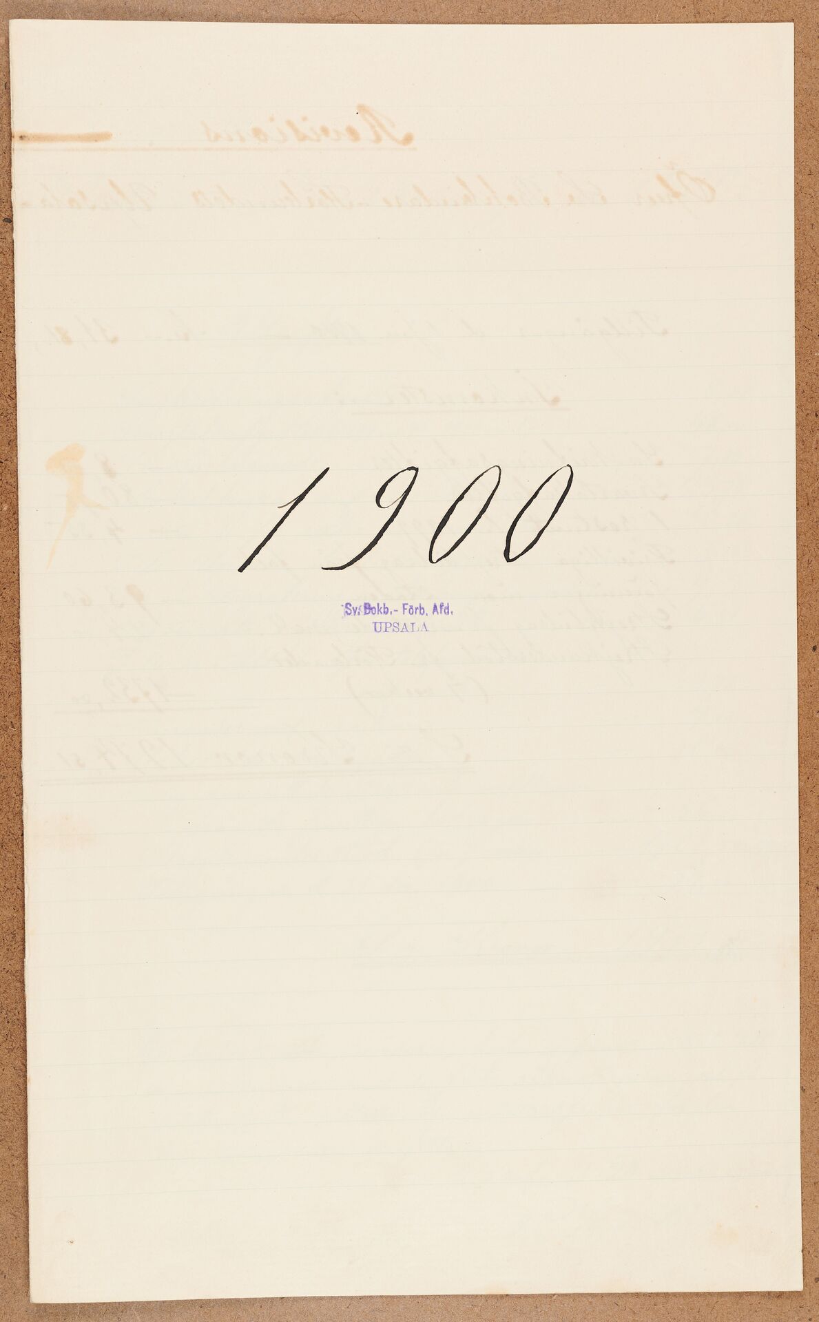Bokbindareförbundet avd Uppsala - financial statement (1900)