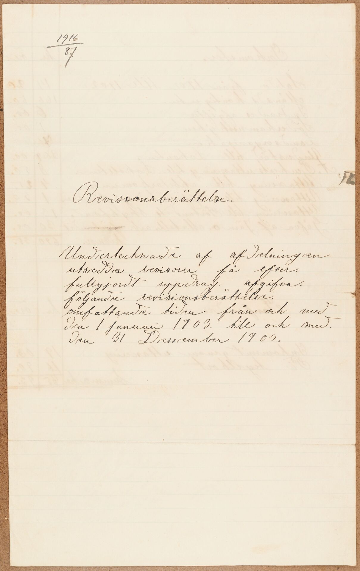 Gjutareförbundet avd 030 Uppsala - financial statement (1903)