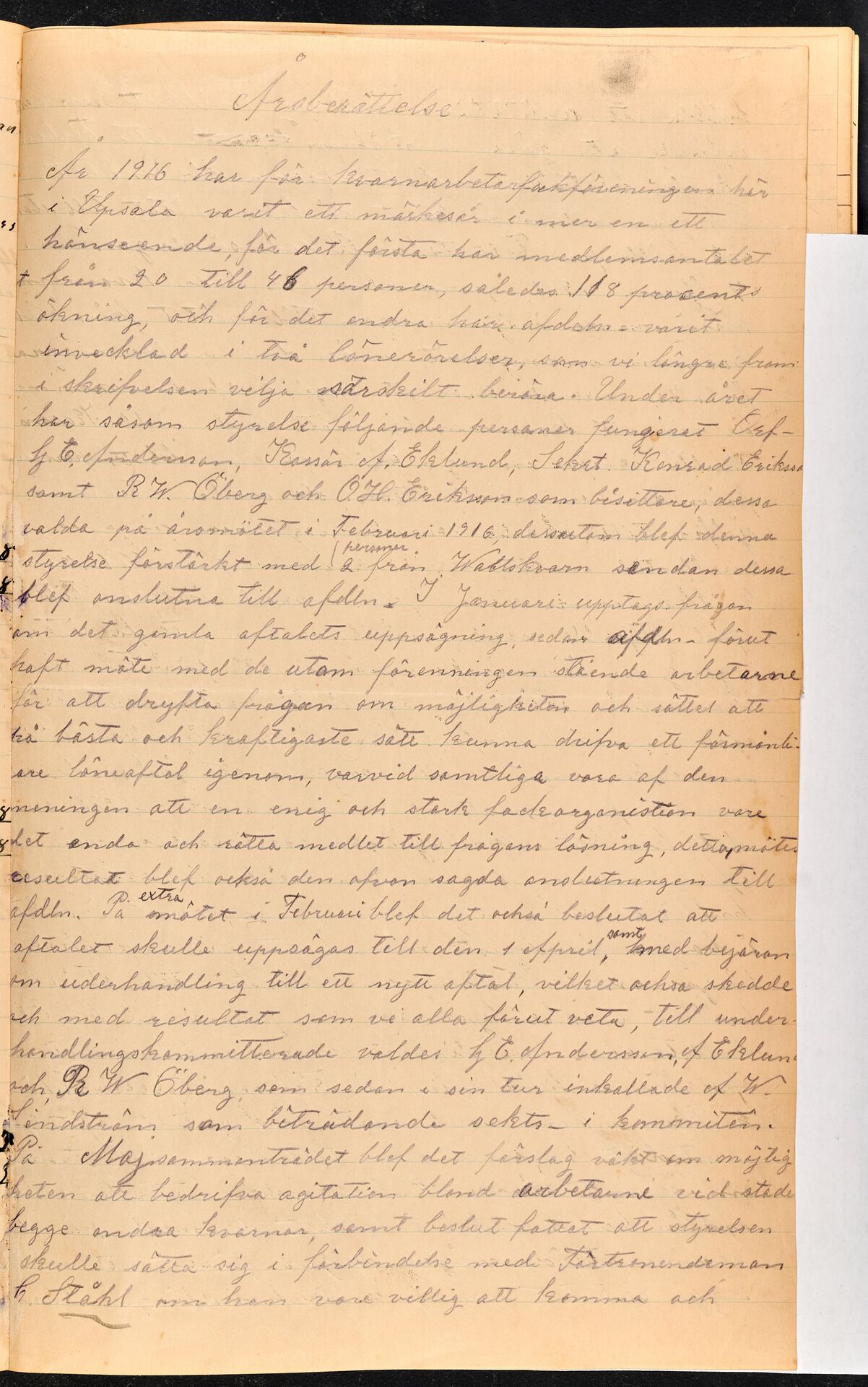 Kemisk-Tekniska Kvarn- och Läderarbetareförbundet avd 067 Uppsala - annual report (1916)