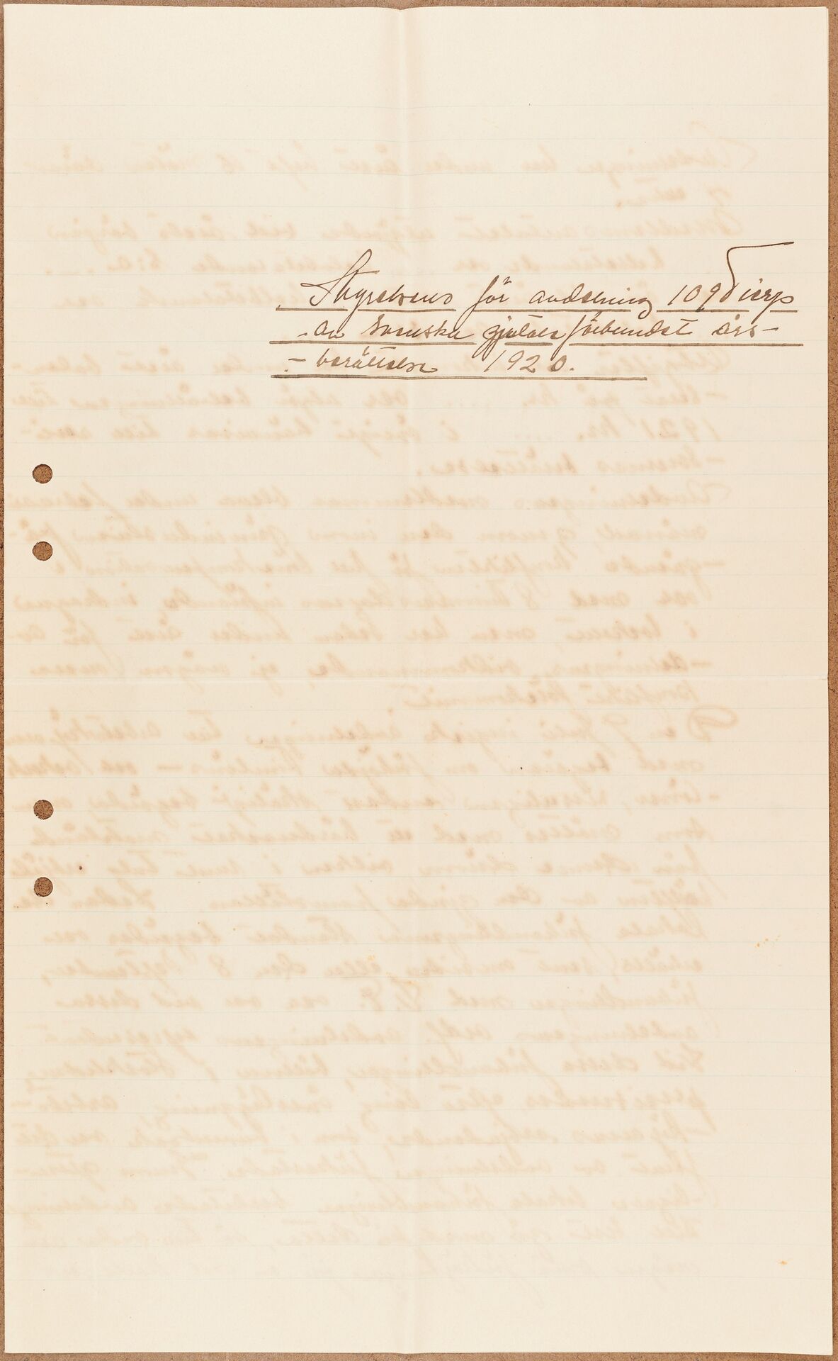Gjutareförbundet avd 109 Tierp - annual report (1920)