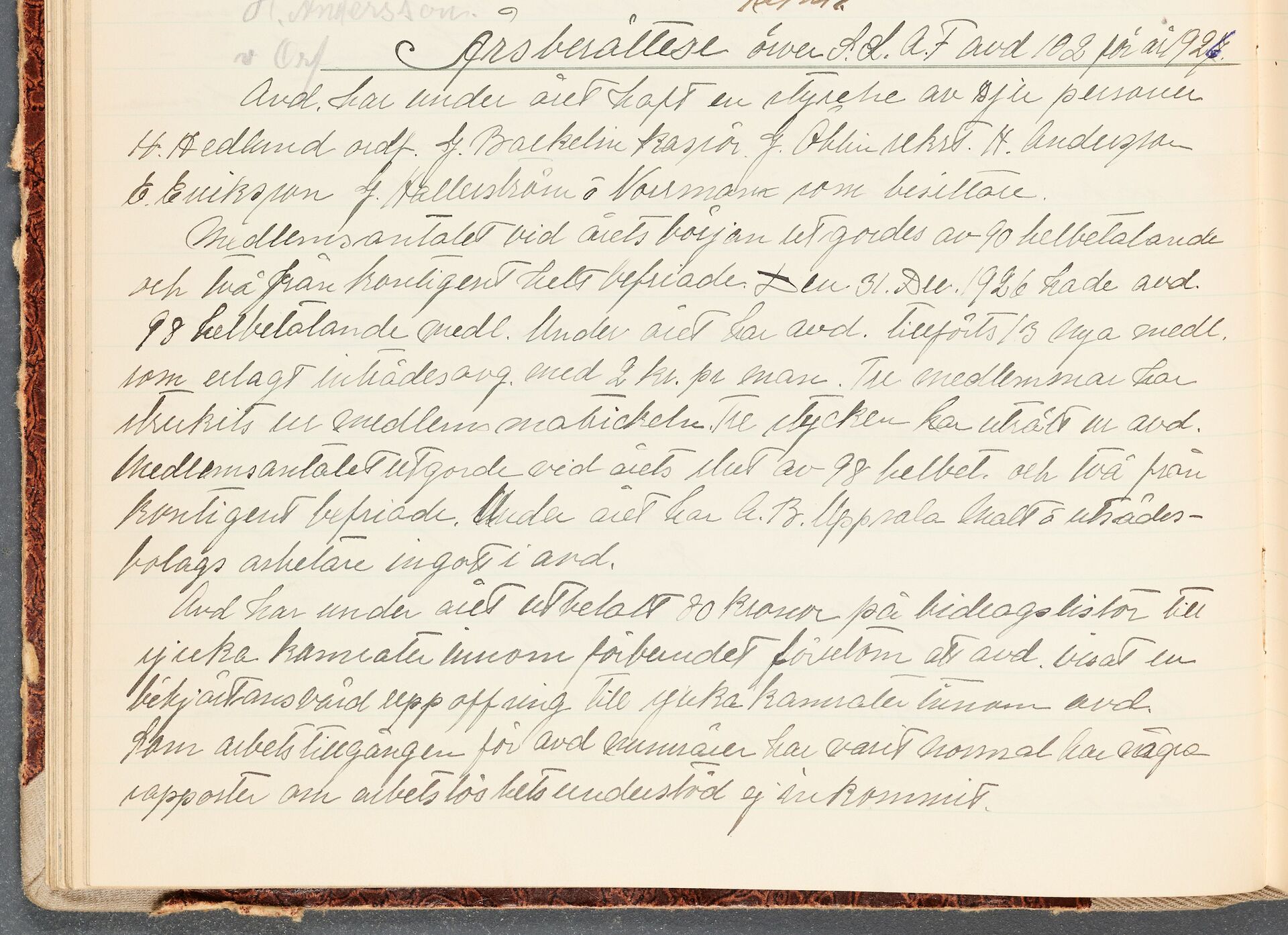 Livsmedelsarbetareförbundet avd 102 Uppsala - annual report (1926)