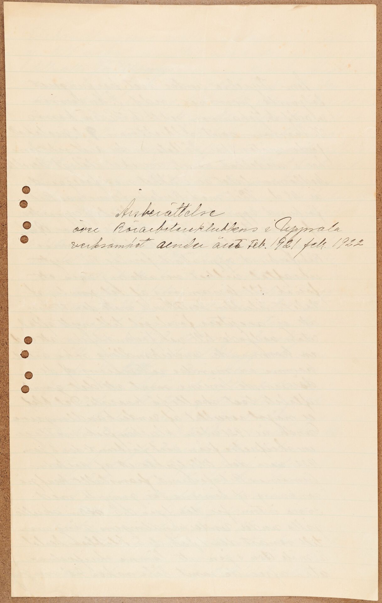 Byggnadsarbetareförbundet avd 052 Uppsala - annual report (1921)