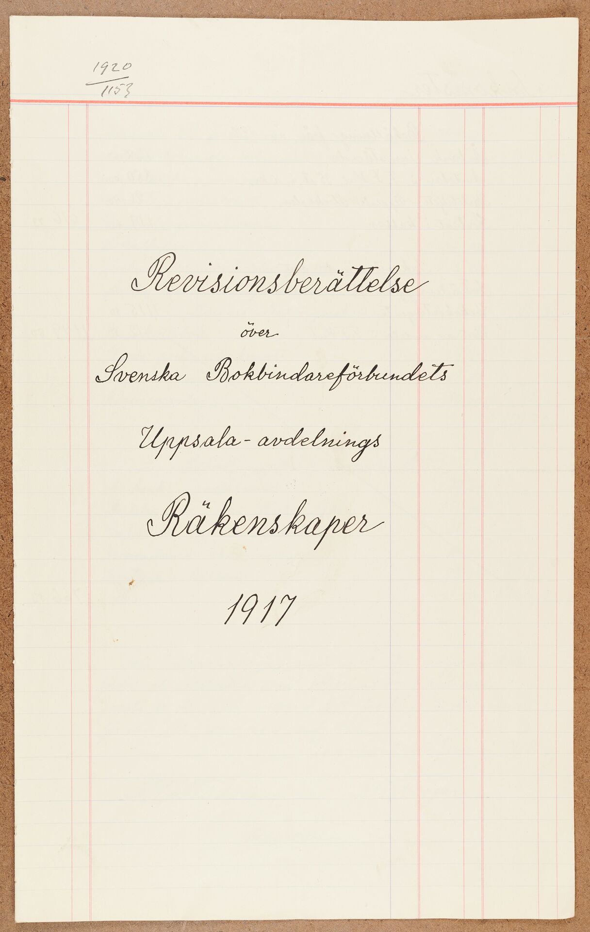 Bokbindareförbundet avd Uppsala - financial statement (1917)