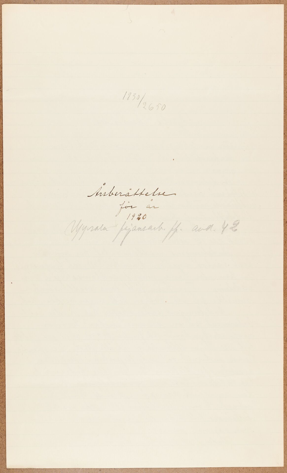 Kakelugnsmakareförbundet avd 042 Uppsala - annual report (1920)