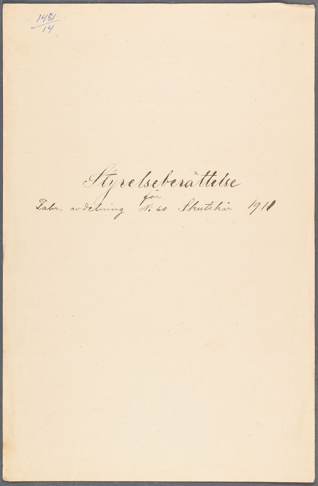 Pappersindustriarbetareförbundet avd 002 Skutskär - annual report (1911)