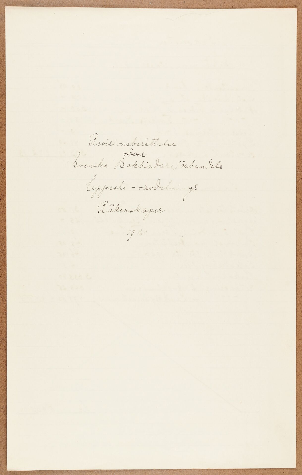 Bokbindareförbundet avd Uppsala - financial statement (1920)