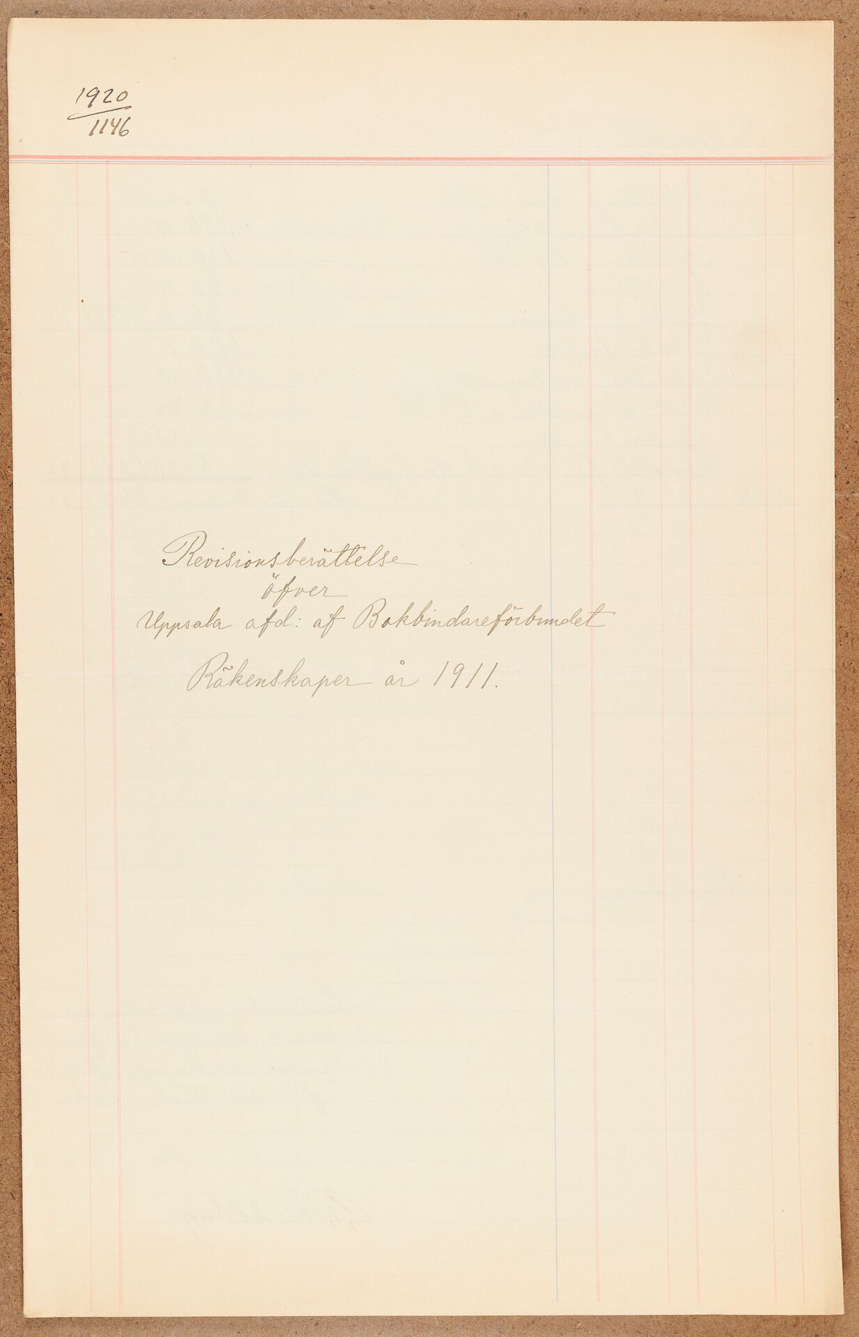 Bokbindareförbundet avd Uppsala - financial statement (1911)