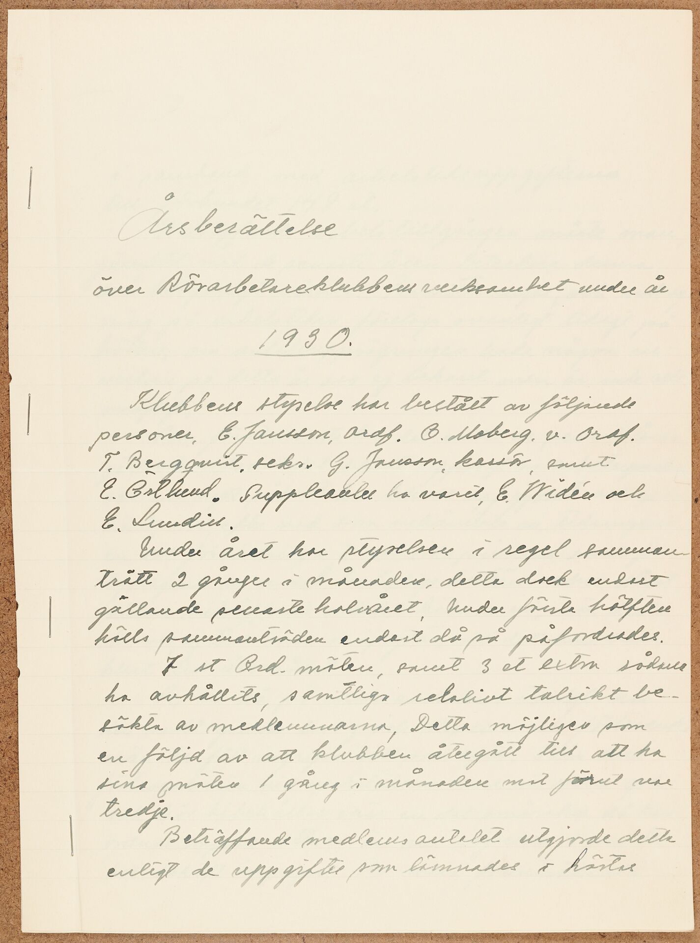 Byggnadsarbetareförbundet avd 052 Uppsala - annual report (1930)