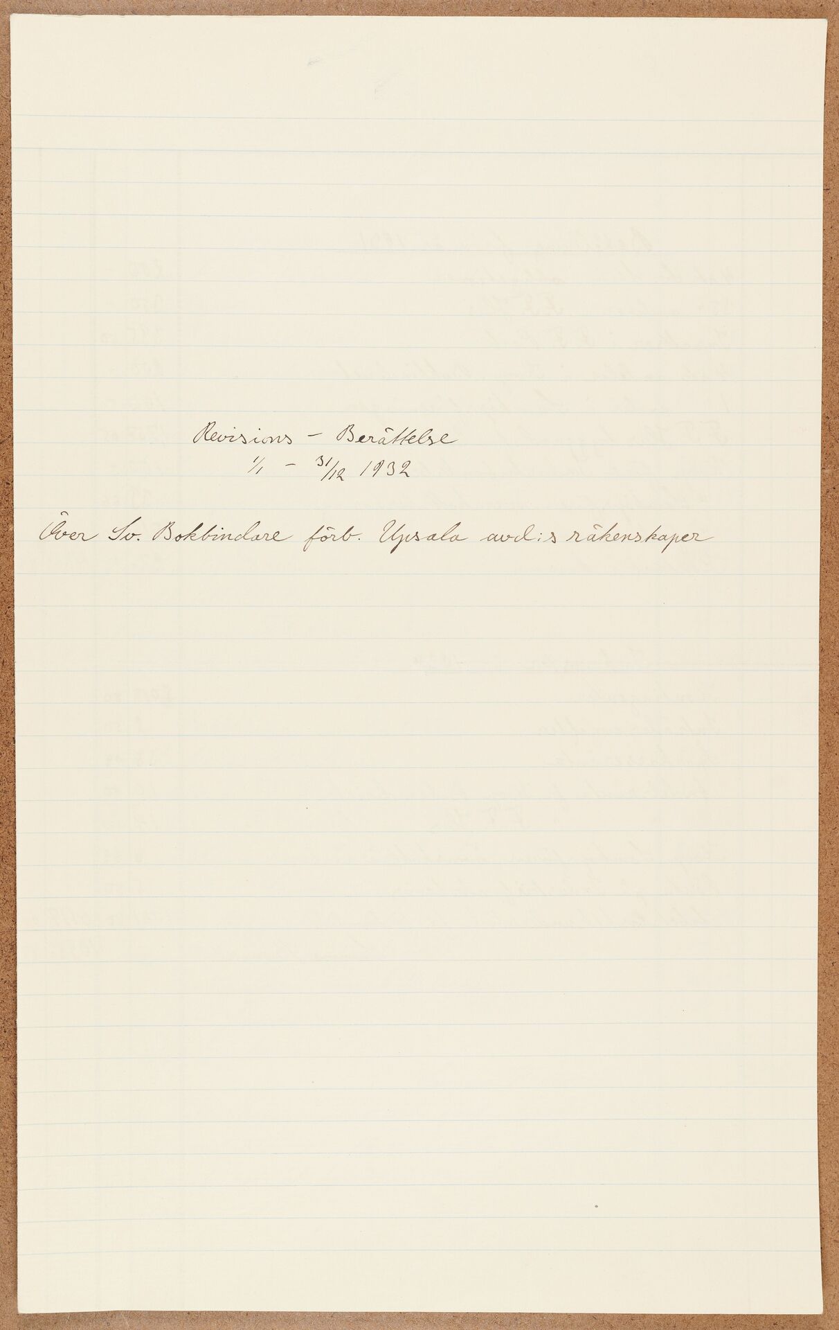 Bokbindareförbundet avd Uppsala - financial statement (1932)